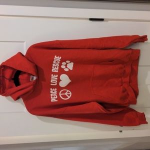 Coco's Heart Dog Rescue Ted Hoodie Large Pullover Long Sleeve Hood Peace Love L
